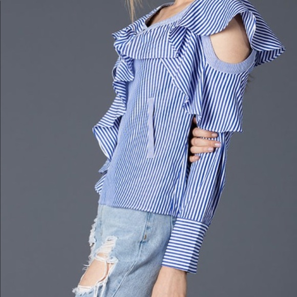 NWT BANKER STRIPE BLOUSE sz M - Picture 3 of 3